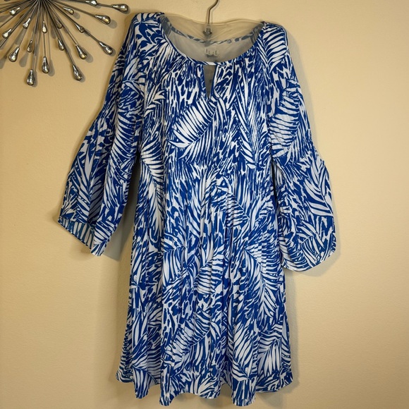 Beautiful Lightweight Elle Blue and White Abstract Dress XL NWT - Picture 5 of 10